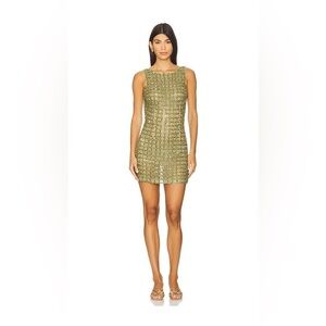 The LA FUORI Claudia Green Crystal Mini Dress NWT